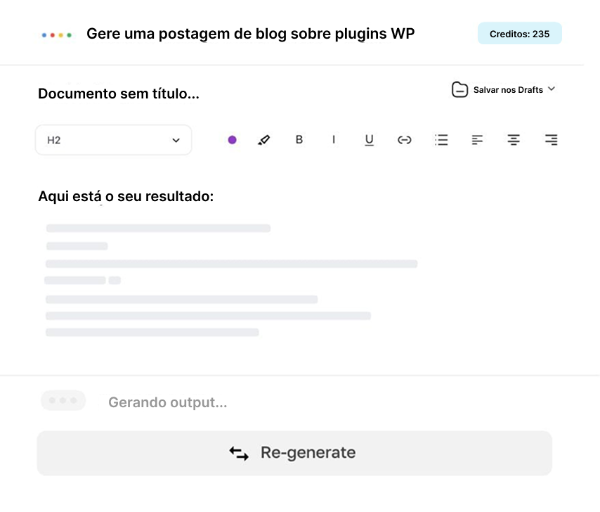 Gerar, editar, exportar.
